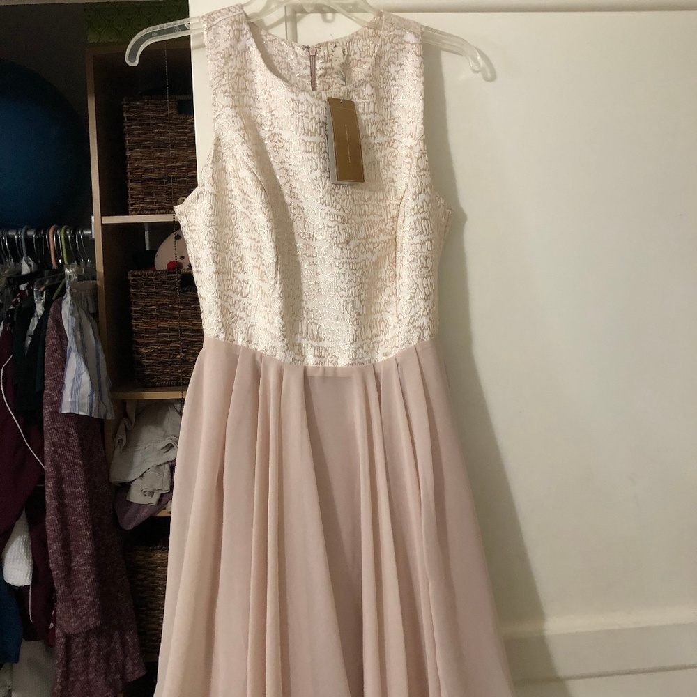 Tan and White Dress